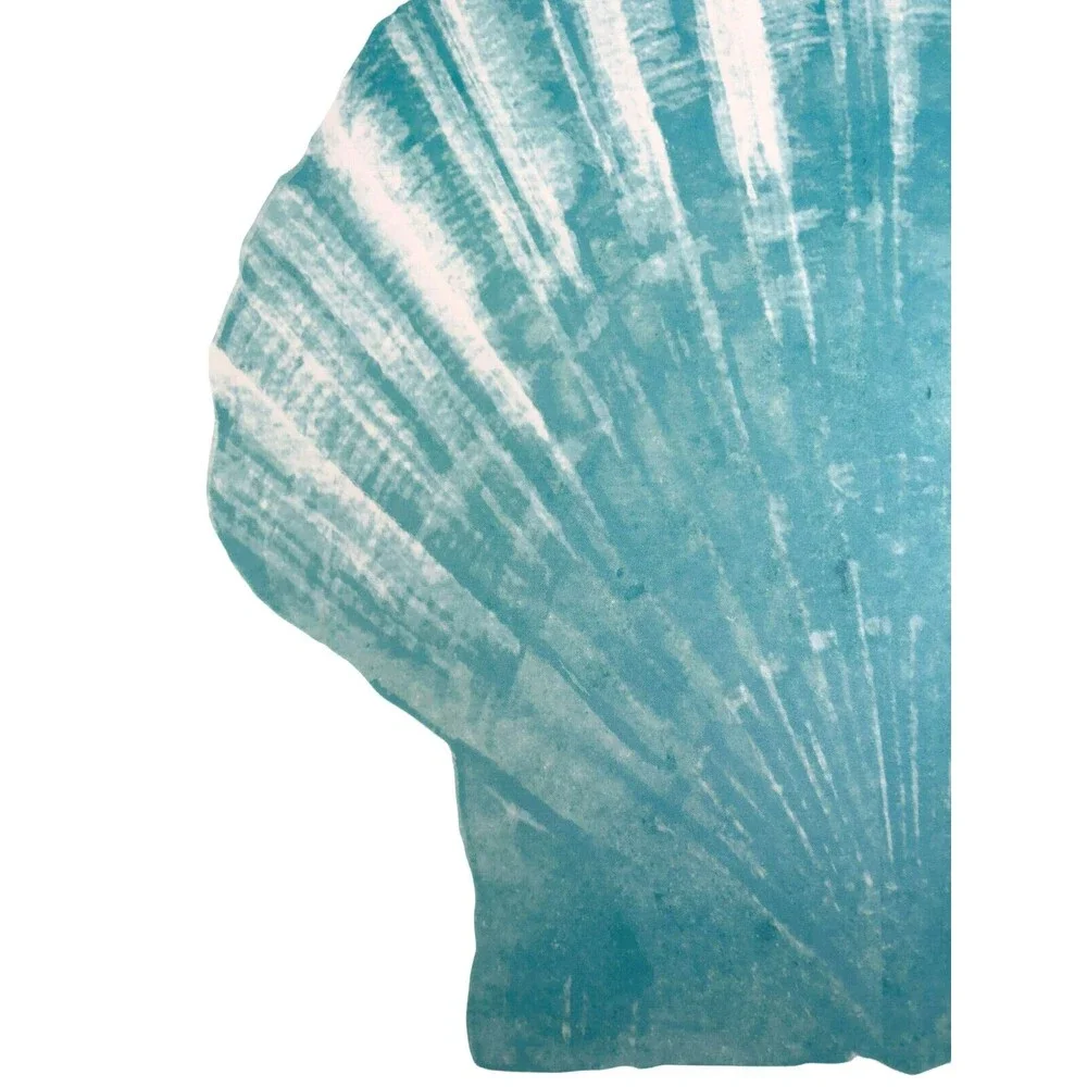 Scallop Shell Placemats Set of 4 Blue Vinyl Foam Back Summer Beach Nautical